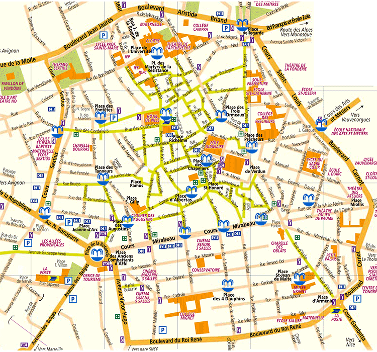 plan aix fontaines
