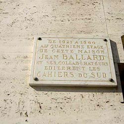 plaque cahiers du sud cours jean ballard